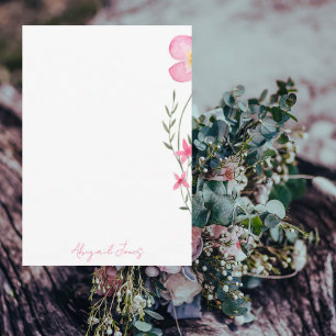 Pink Watercolor Floral Personalised II Thank You Card
