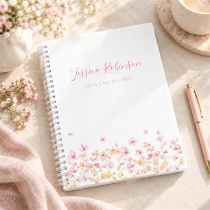 Pink Watercolor Floral Personalised Notebook
