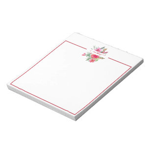 Pink watercolor floral personalised notepad