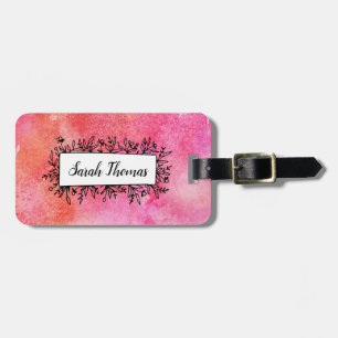Pink watercolor floral Personalized Luggage Tag