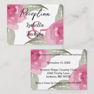 Pink Watercolor Floral - Reception  Enclosure Card