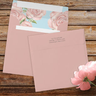 Pink Watercolor Floral Return Address Custom Envelope
