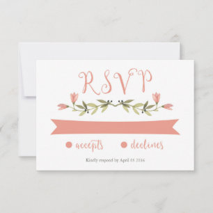 Pink Watercolor Floral RSVP Card