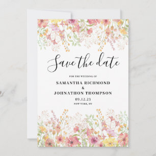 Pink Watercolor Floral  Save The Date