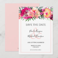 Pink Watercolor Floral Save the Date Cards