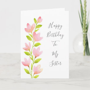 Pink Watercolor Floral Stem Card