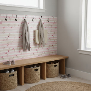 Pink Watercolor Floral Stripe Pattern Ceramic Tile