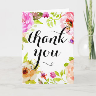 Pink Watercolor Floral Thank You