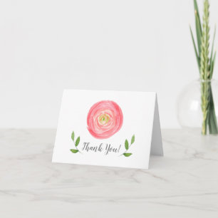 Pink Watercolor Floral Thank You Card