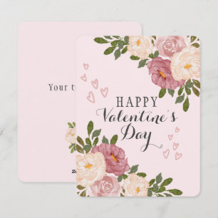 Pink Watercolor Floral Valentine’s Day Holiday Card