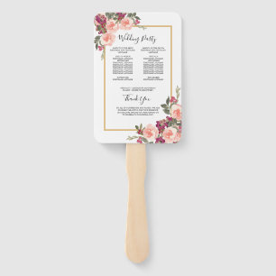 Pink Watercolor Floral Wedding Ceremony Program   Hand Fan