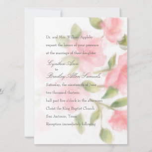 Pink Watercolor Floral Wedding Invitation