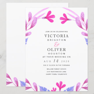 Pink Watercolor Floral Wedding Invitations