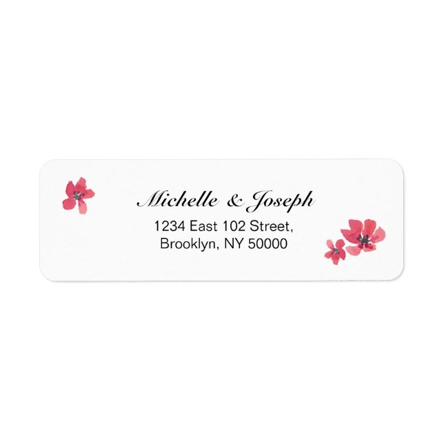 Pink Watercolor Floral Wedding Labels (Front)