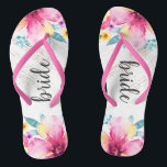 Pink Watercolor Floral Wood Look Rustic Honeymoon Thongs<br><div class="desc">Pink Watercolor Floral Wood Look Rustic Honeymoon Flip Flop.</div>