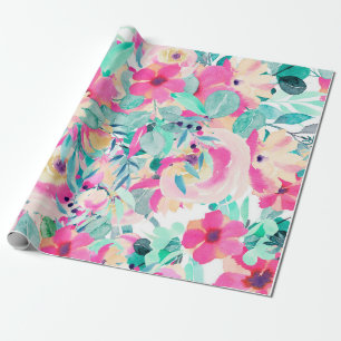 Pink Watercolor Floral Wrapping Paper