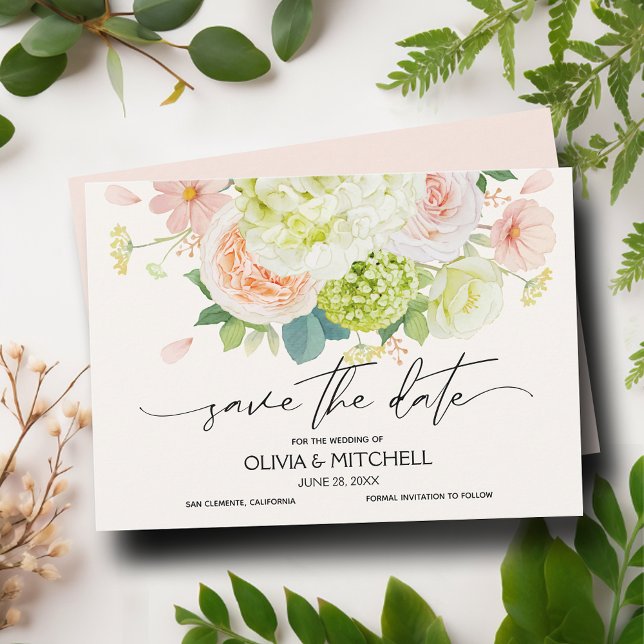 Pink Watercolor Florals Wedding Save The Date (Creator Uploaded)