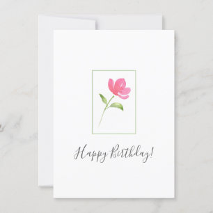 Pink Watercolor Flower 3 Card