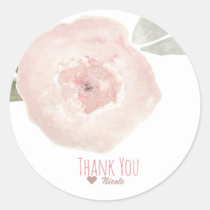 Pink Watercolor Flower Birthday Party Favour Classic Round Sticker