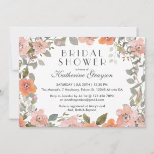 Pink Watercolor Flower Bridal Shower Invitation