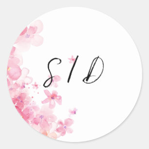 Pink watercolor flower classic round sticker