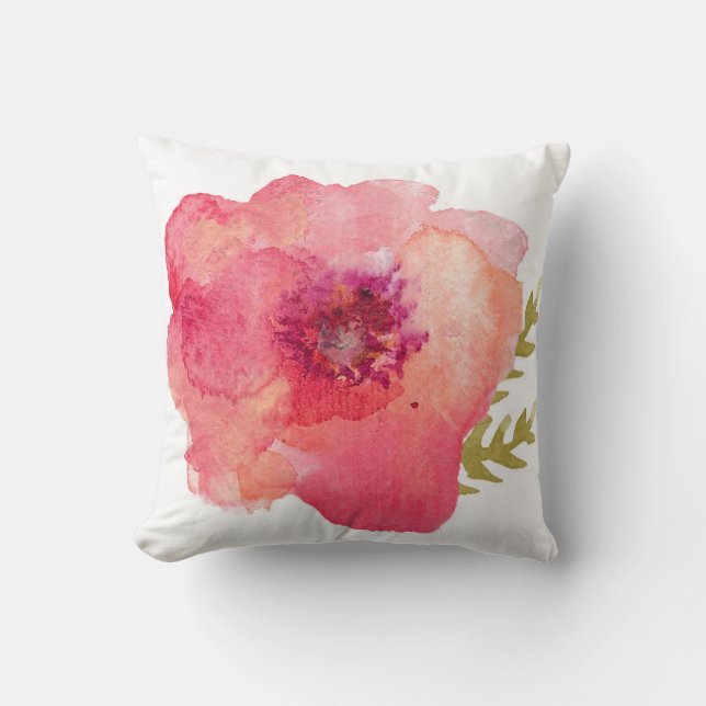 Pink Watercolor Flower Cushion (Front)