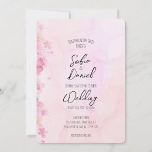 Pink watercolor flower elegant invitation