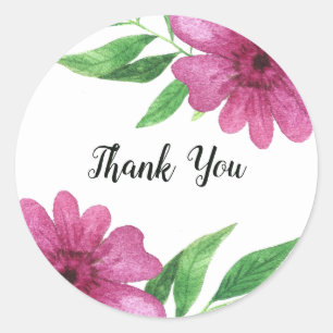 Pink Watercolor Flower Floral Spring Bridal Shower Classic Round Sticker