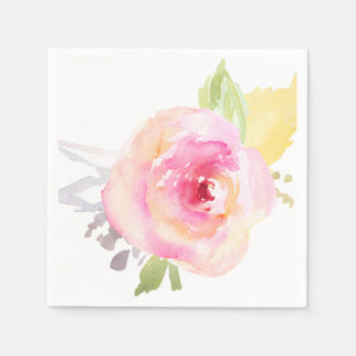Pink Watercolor Flower Napkin