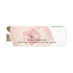 Pink Watercolor Flower Party Wedding Invitation Return Address Label
