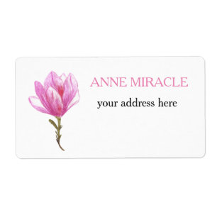 Pink Watercolor Flower Shipping Labels