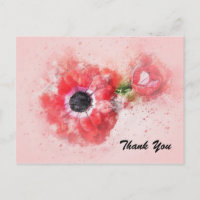 Pink Watercolor Flower w/Flower Bud