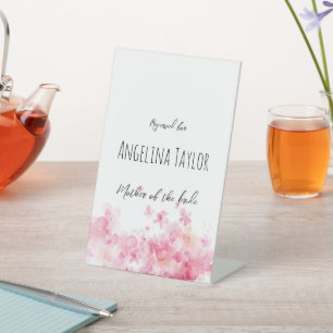 Pink watercolor flower Wedding Tabletop Signs