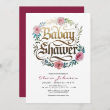 Pink Watercolor Flowers Baby Shower Invitation 