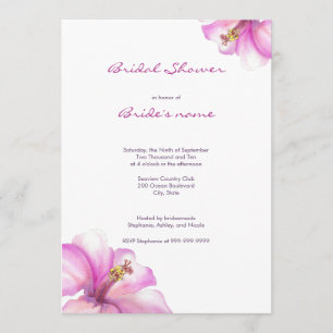 Pink Watercolor Flowers Bridal Shower Invitation