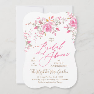 Pink Watercolor Flowers Bridal Shower Invitation