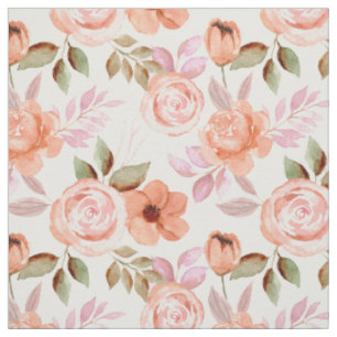 Pink watercolor flowers fabric