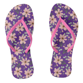 pink watercolor flowers pattern thongs