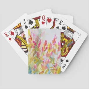Pink Watercolor Flowers Playing Cards