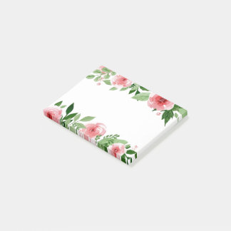 Pink Watercolor Flowers Post Its Post-it Notes