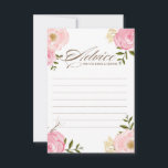 Pink Watercolor Flowers Wedding Advice Card<br><div class="desc">A whimsical "Advice for the bride and groom" card featuring watercolor pink peonies and roses. This will be perfect for spring and "It's a Girl" baby shower. A matching baby shower invitation and accessories are available.</div>