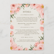 Pink Watercolor Flowers Wedding Detail Enclosure C