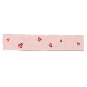 Pink Watercolor Fluttering Ladybugs Medium Table Runner