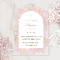 pink watercolor foliage Baptism