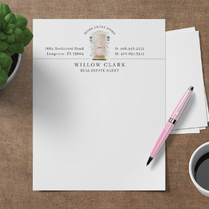 Pink Watercolor Front Door Personalised Company Custom Letterhead
