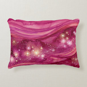 Pink Watercolor Galaxy Decorative Cushion
