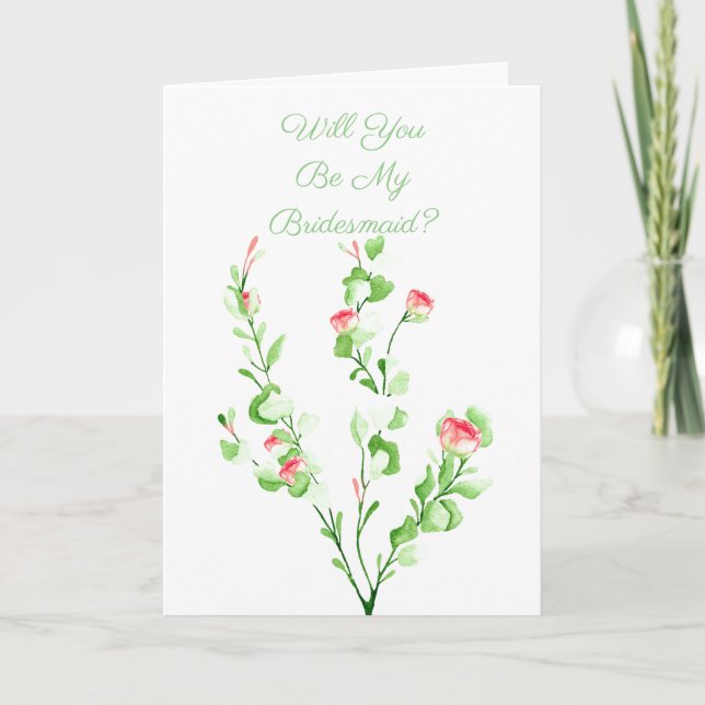 Pink Watercolor Garden Bouquet Card (Front)