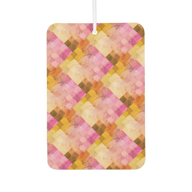 Pink Watercolor Geometric Pattern Car Air Freshener (Front)