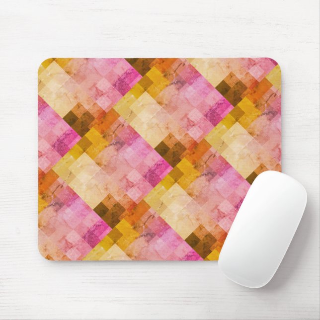 Pink Watercolor Geometric Pattern Mouse Pad (With Mouse)