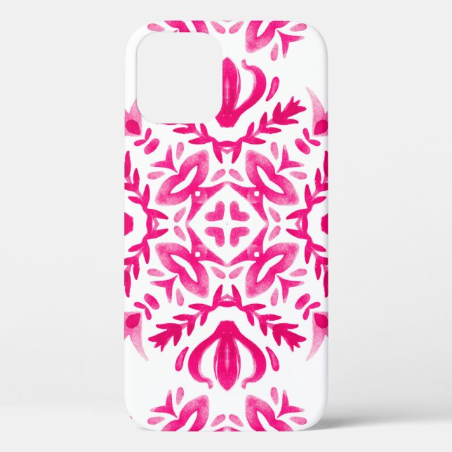 Pink watercolor: geometric tile design. Case-Mate iPhone case (Back)